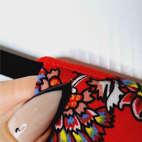 BODEN Short Sleeve Jersey Midi Dress 12R Flame Scarlet Botanical Bunch Floral - Picture 13 of 14